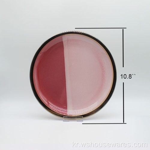 더 큰 이미지보기 공유 핫 판매 세라믹 플레이트 접시 세트 간단한 이중 컬러 유약 석기 식기 세트 비교